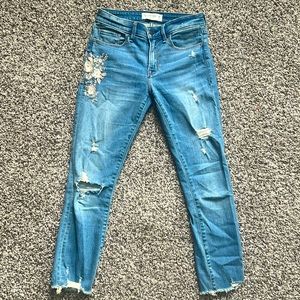 Abercrombie & Fitch super skinny mid rise ankle jean with embroidery